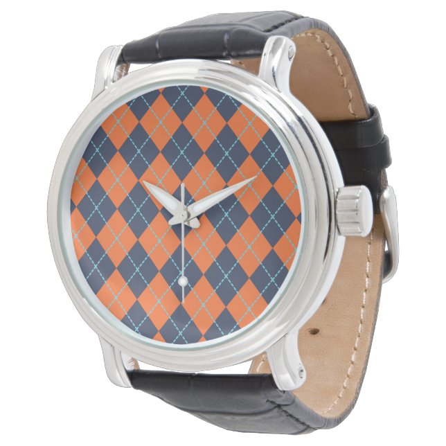 Orange Argyle Watch (Angled)