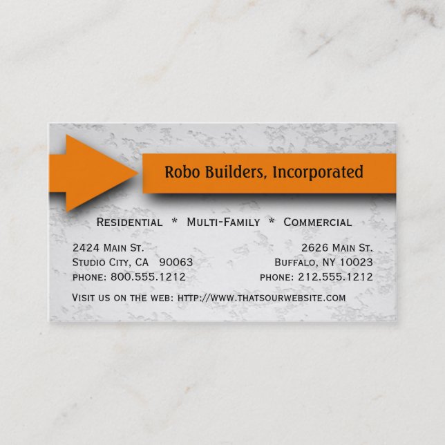 Orange Arrow Construction Business Card (Front)