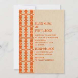 Orange Art Deco Border Wedding Invitation