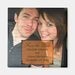 Orange Art Deco Frame Save the Date Magnet