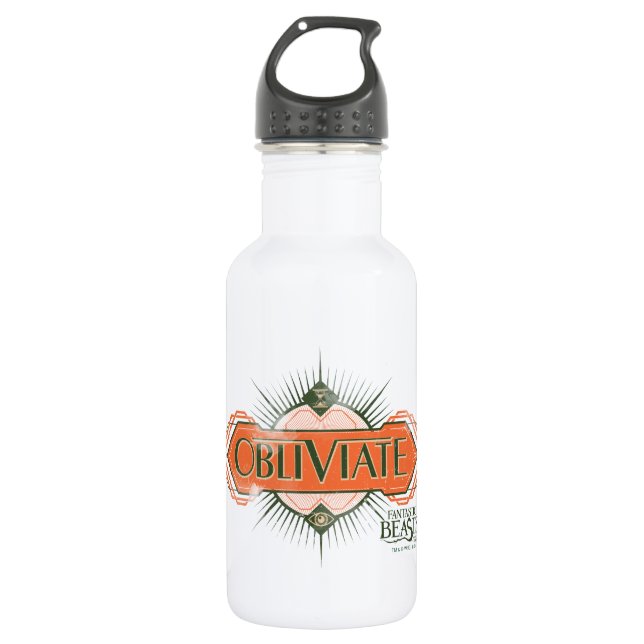 Orange Art Deco Obliviate Spell Graphic 532 Ml Water Bottle (Front)