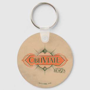 Orange Art Deco Obliviate Spell Graphic Key Ring