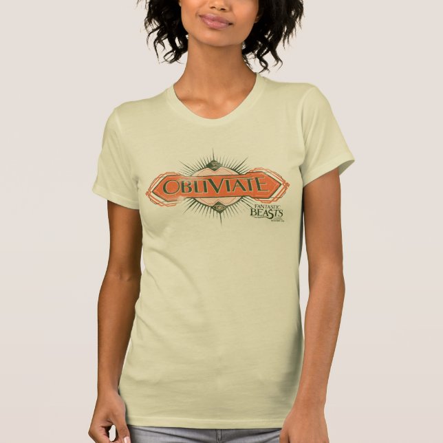 Orange Art Deco Obliviate Spell Graphic T-Shirt (Front)