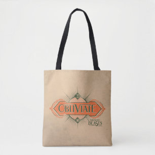 Orange Art Deco Obliviate Spell Graphic Tote Bag
