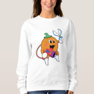 Orange as Hairdresser with Scissors & Hair dryer Sweatshirt