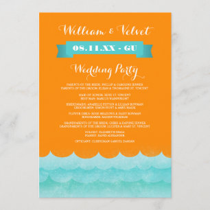 Orange At Sea Nautical Wedding Programs Programme