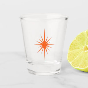 Orange Atomic Age Starburst Retro Mid Century Shot Glass
