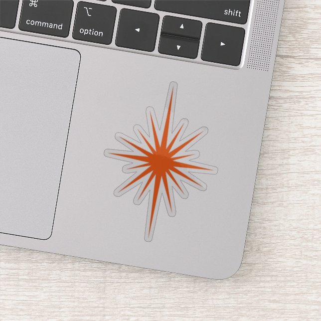 Orange Atomic Starburst Mid Century Modern Sticker (Detail)