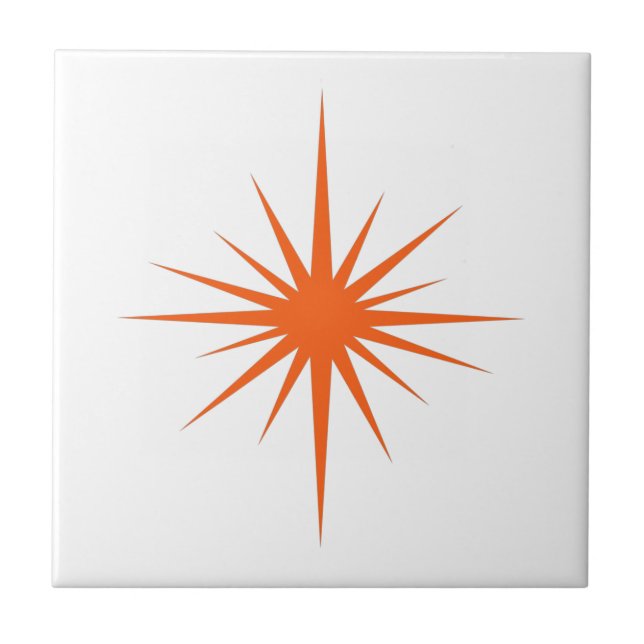 Orange Atomic Starburst Mid-century Modern Tile (Front)