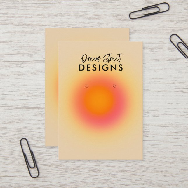 Orange Aura Halo Calligraphy Earring Display Card (Front/Back In Situ)