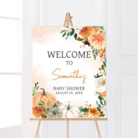 Orange Autumn Fall Floral Pumpkin Welcome