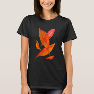 Orange Autumn Fall seasonal leaf art T-Shirt