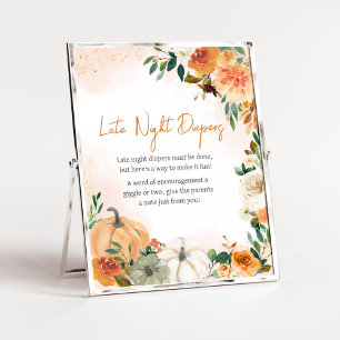 Orange Autumn Floral Pumpkin Late Night Diapers Poster