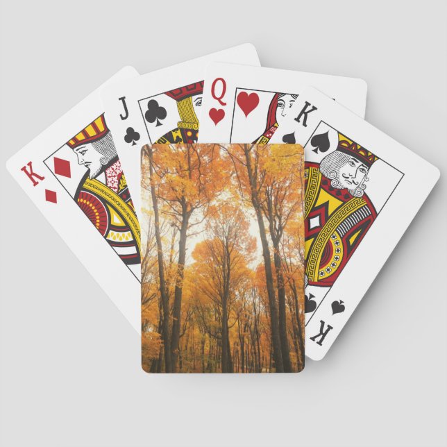 Orange Autumn Forest Playing Cards (Back)