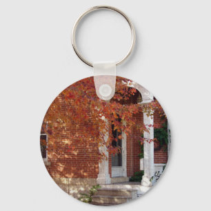 Orange Autumn Leaves and House Key Ring