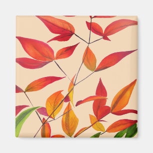 Orange Autumn leaves original watercolour art Magnet