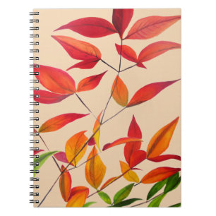 Orange Autumn leaves original watercolour art Notebook