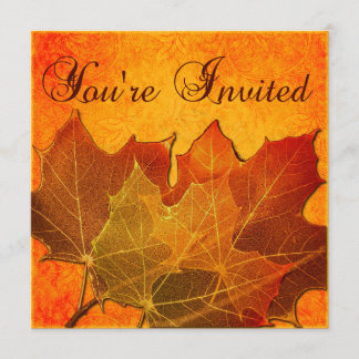 Orange Autumn Leaves Thanksgiving Custom Invitation