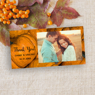 Orange Autumn Pumpkin Thank You Photo Card