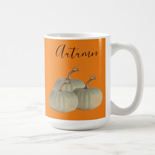 Orange Autumn White Pumpkins Thanksgiving Coffee Mug (Right)