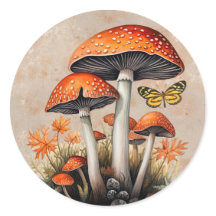 Orange Autumn Woodland Mushrooms