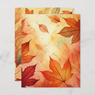 Orange Autumnal Watercolor Leaves Scrapbook Paper