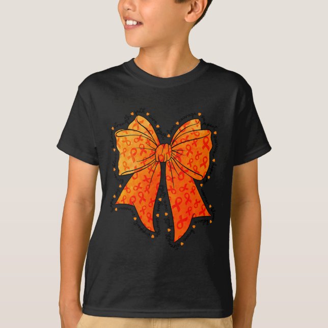 Orange Awareness Bow Supporting Multiple T-Shirt (Front)