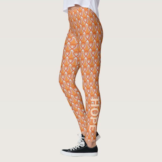 Orange Awareness Ribbon Angel Cat Custom Leggings (Left)