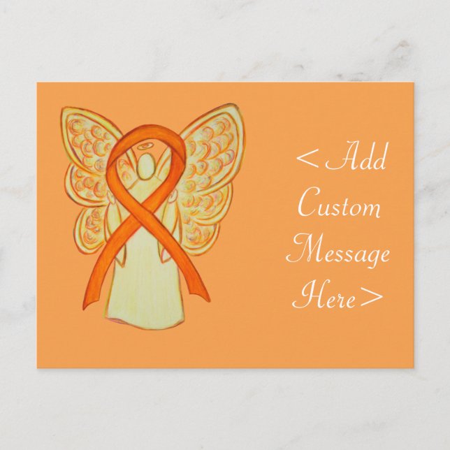 Orange Awareness Ribbon Angel Custom Postcard (Front)
