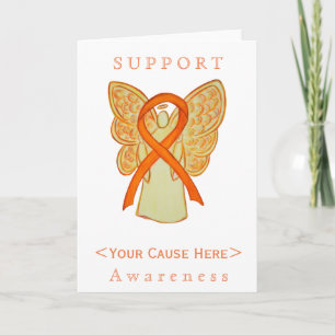 Orange Awareness Ribbon Angel Customised Card