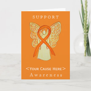 Orange Awareness Ribbon Angel Customised Card