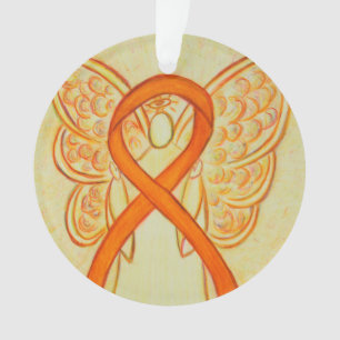 Orange Awareness Ribbon Angel Customised Ornaments