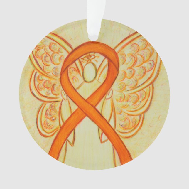 Orange Awareness Ribbon Angel Customised Ornaments (Front)