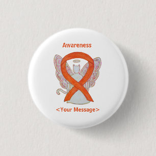 Orange Awareness Ribbon Cat Angel Custom Pin