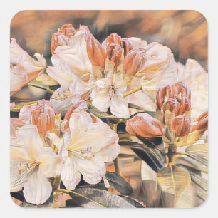 Orange azeea blossom branch watercolor square sticker
