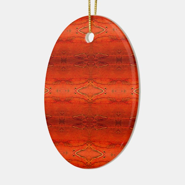 Orange Aztec Pattern Ceramic Tree Decoration (Left)