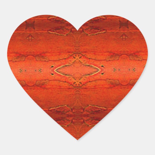 Orange Aztec Pattern Heart Sticker (Front)