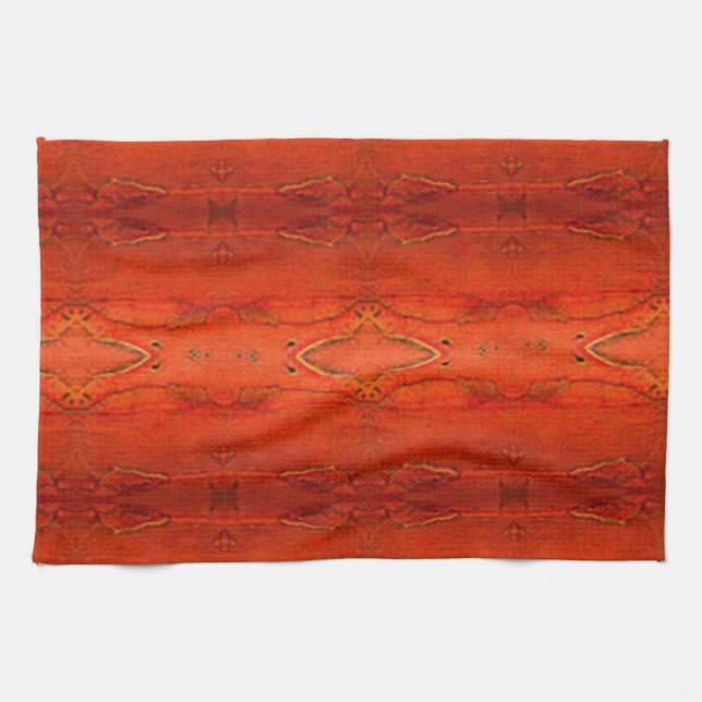 Orange Aztec Pattern Tea Towel (Horizontal)