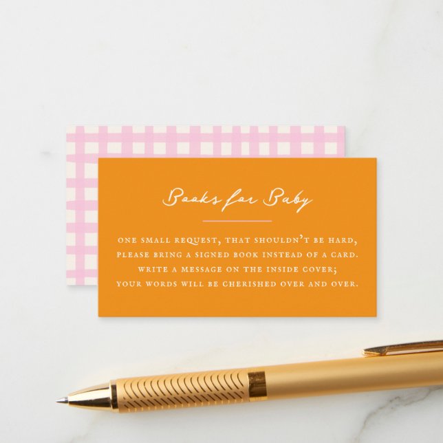 Orange Baby Book Request Enclosure Card (Front/Back In Situ)