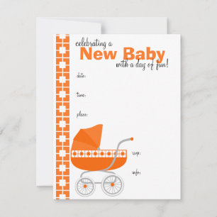 orange Baby Buggy Invitation