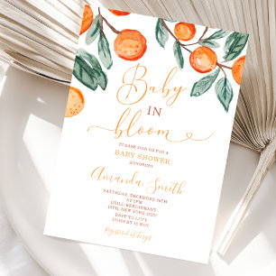 Orange Baby in bloom Summer Baby Shower Invitation