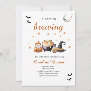 Orange Baby is Brewing Cute Halloween Baby Shower  Invitation