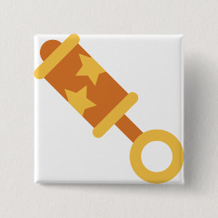 orange baby rattle 15 cm square badge