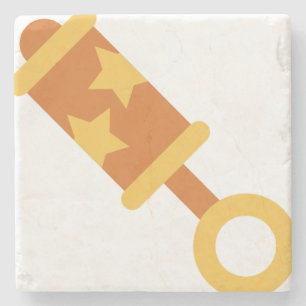 orange baby rattle stone coaster