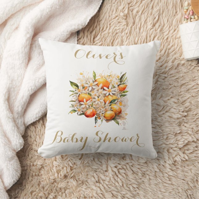 Orange Baby Shower Gender Neutral Citrus  Cushion (Blanket)