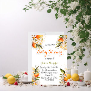Orange Baby Shower Gender Neutral Citrus Invitation