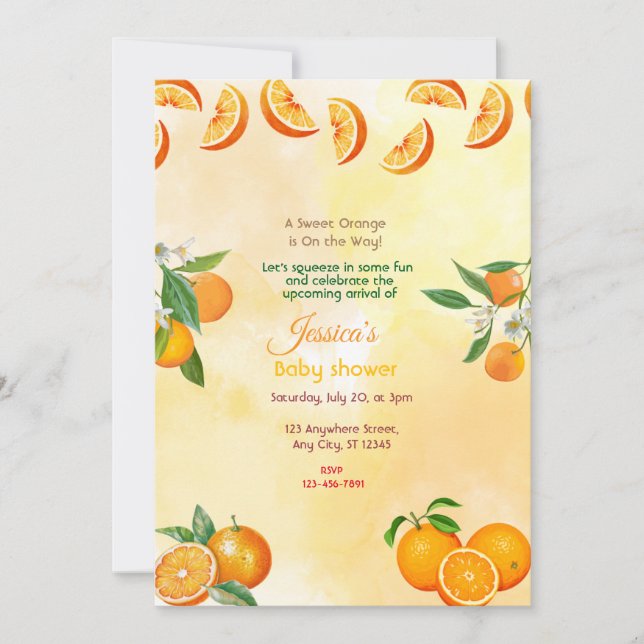 Orange Baby Shower Invitation (Front)