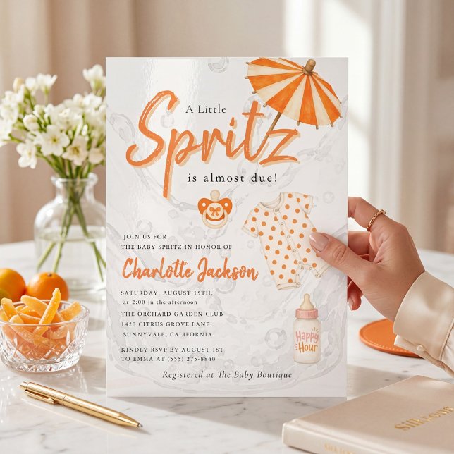 Orange Baby Spritz Polka Dot Invitation (Creator Uploaded)