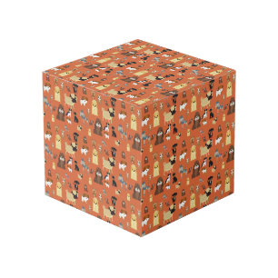 orange background dogs pattern. cube
