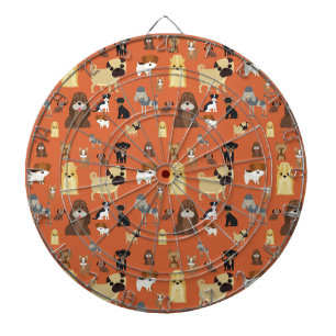 orange background dogs pattern. dartboard